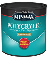 Minwax Polycrylic 244444444 Protective Finish Paint, Semi-Gloss, Liquid, Crystal Clear, 0.5 pt, Can